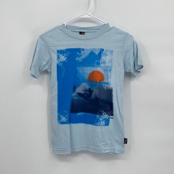 Charlie Rocket Round Neck Short Sleeve Pullover Graphic Print Tee Blue Size 5 - Picture 1 of 6